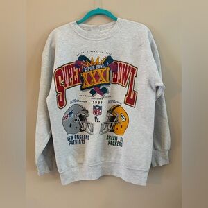 1997 Vintage Super Bowl XXXI Patriots Vs Packers Long Sleeve Sweater Sweatshirt